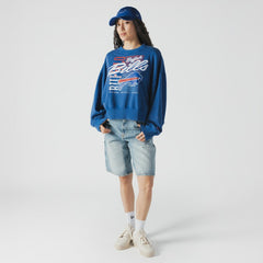 Buffalo Bills New Era Women's Oversized Throwback Mineral Wash Crew Neck Sweatshirt Royal