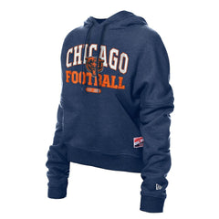 Chicago Bears New Era Women's Throwback Boxy Hoodie Sweatshirt Navy