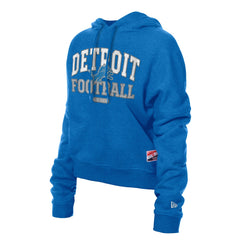 Detroit Lions New Era Women's Throwback Boxy Hoodie Sweatshirt Blue