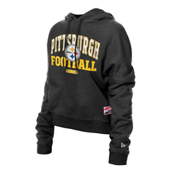 Pittsburgh Steelers New Era Women's Throwback Boxy Hoodie Sweatshirt Black