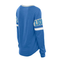 Detroit Lions New Era Women's Throwback Lace-Up Long-Sleeve T-Shirt Blue