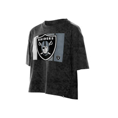 Las Vegas Raiders New Era Women's Boxy Cropped Sport Night Mineral Wash T-Shirt Black