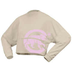 Chicago Cubs Fanatics Women's Floral Preppy Cropped Long Sleeve T-Shirt - Cream T-shirts