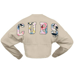 Chicago Cubs Fanatics Women's Floral Preppy Cropped Long Sleeve T-Shirt - Cream T-shirts