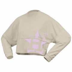 Houston Astros Fanatics Women's Floral Preppy Cropped Long Sleeve T-Shirt - Cream T-shirts