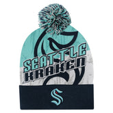 NHL Seattle Kraken Outerstuff Youth New Edge Cuffed Knit Hat with Pom - Navy