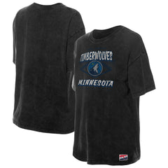 Minnesota Timberwolves Women's Throwback Mineral Wash Oversized T-Shirt Black