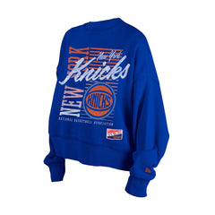 New York Knicks Women's Boxy Throwback Mineral Wash Sweatshirt Blue