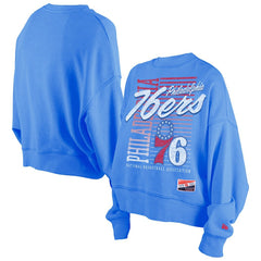 Philadelphia 76ers Women's Boxy Throwback Mineral Wash Sweatshirt Royal