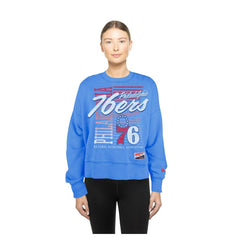 Philadelphia 76ers Women's Boxy Throwback Mineral Wash Sweatshirt Royal