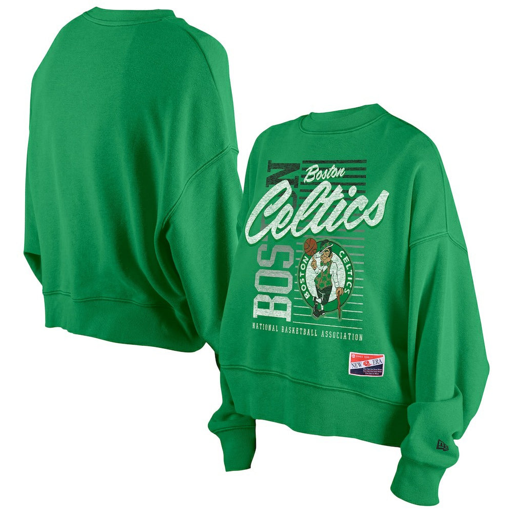Boston Celtics Women's Boxy Throwback Mineral Wash Sweatshirt Kelly Green