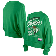 Boston Celtics Women's Boxy Throwback Mineral Wash Sweatshirt Kelly Green