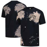 New York Knicks Injection Bleached Out Raw Edge Oversized T-Shirt Black