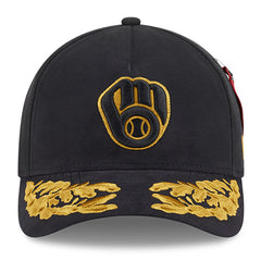 Milwaukee Brewers New Era x Alpha Industries A-Frame 9FORTY Adjustable Hat - Black Hats
