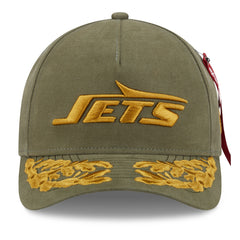 New York Jets New Era x Alpha Industries A-Frame 9FORTY Adjustable Hat Olive