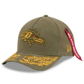 Baltimore Ravens New Era x Alpha Industries A-Frame 9FORTY Adjustable Hat Olive