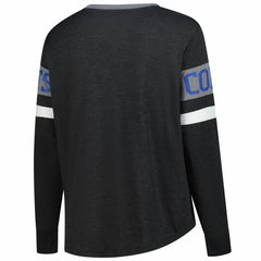 Indianapolis Colts New Era Women's Plus Size Throwback Lace-Up Long Sleeve T-Shirt Black