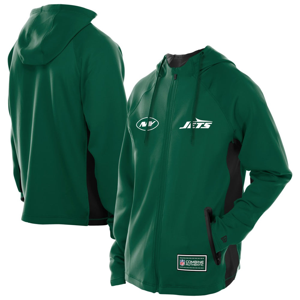 New York Jets New Era Combine Authentic Raglan Scuba Full-Zip Hoodie Green