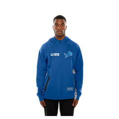 Detroit Lions New Era Combine Authentic Raglan Scuba Full-Zip Hoodie Blue