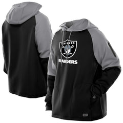 Las Vegas Raiders New Era Combine Authentic Color Block Raglan Pullover Hoodie Black