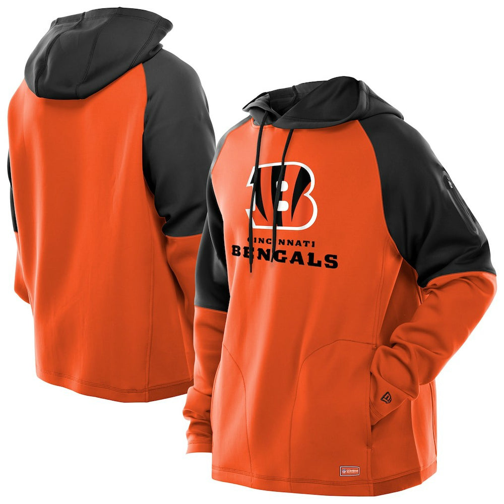 Cincinnati Bengals New Era Combine Authentic Color Block Raglan Pullover Hoodie Orange