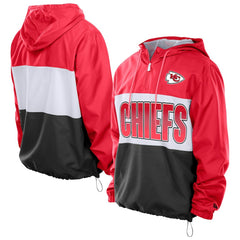 Kansas City Chiefs New Era Ripstop Quarter-Zip Hooded Windbreaker Red