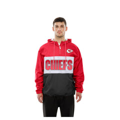 Kansas City Chiefs New Era Ripstop Quarter-Zip Hooded Windbreaker Red