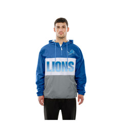 Detroit Lions New Era Ripstop Quarter-Zip Hooded Windbreaker Blue