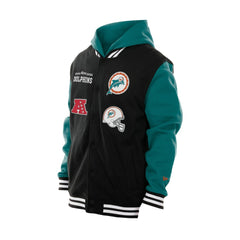 Miami Dolphins New Era Full-Snap Fleece Hoodie Jacket Black