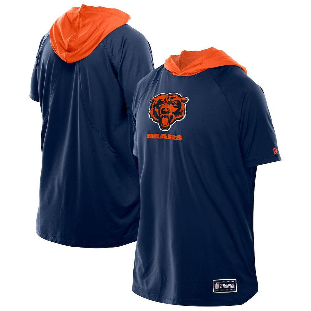 Chicago Bears New Era Combine Authentic Hooded Raglan Short-Sleeve T-Shirt Navy
