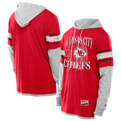Kansas City Chiefs New Era Twofer Layered Long Sleeve Hoodie T-Shirt Red