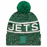New York Jets New Era 2025 Sideline Cold Weather Cuffed Knit Hat with Pom Green