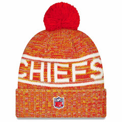 Kansas City Chiefs New Era 2025 Sideline Cold Weather Cuffed Knit Hat with Pom Red