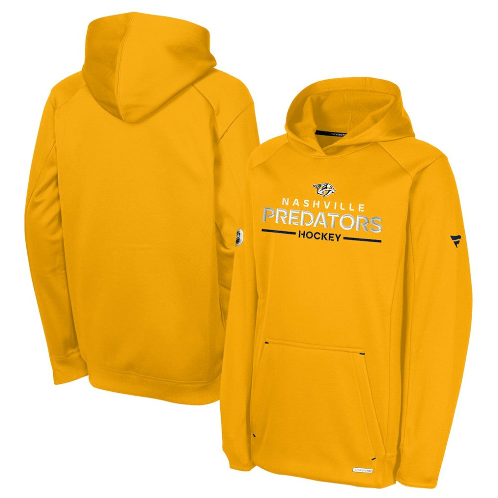 NHL Nashville Predators Fanatics Youth Authentic Pro Rink Raglan Hoodie - Gold