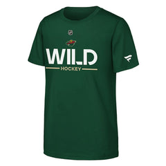 NHL Minnesota Wild Fanatics Youth Authentic Pro Wordmark T-Shirt - Green