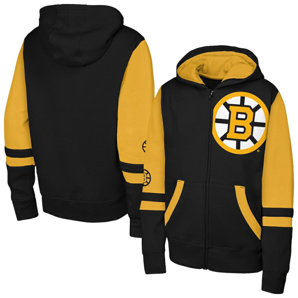 NHL Boston Bruins Outerstuff Youth Face Off Full-Zip Hoodie - Black