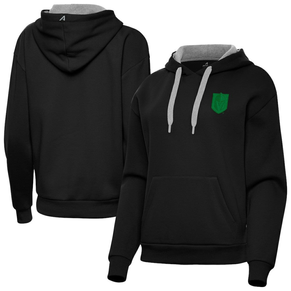 NHL Vegas Golden Knights Antigua Women's St. Patrick's Day Victory Pullover Hoodie - Black