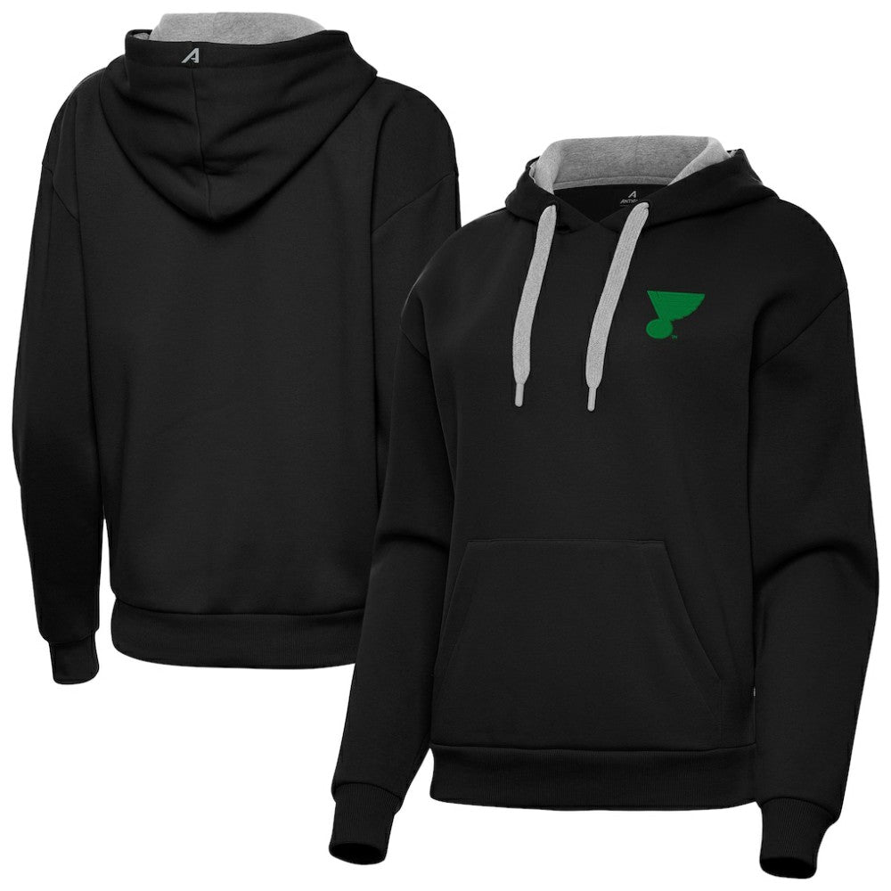 NHL St. Louis Blues Antigua Women's St. Patrick's Day Victory Pullover Hoodie - Black