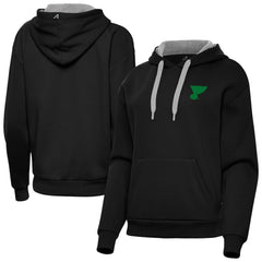 NHL St. Louis Blues Antigua Women's St. Patrick's Day Victory Pullover Hoodie - Black