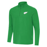 NHL Detroit Red Wings Antigua St. Patrick Intent Quarter-Zip Pullover Top - Kelly Green
