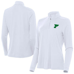 NHL St. Louis Blues Antigua Women's St. Patrick's Day Intent Quarter-Zip Performance Pullover - White