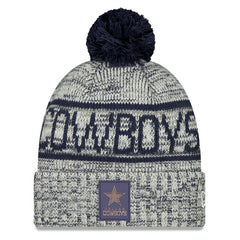 Dallas Cowboys New Era 2025 Sideline Cold Weather Cuffed Knit Hat with Pom Gray