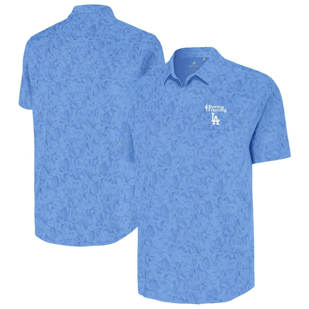 Los Angeles Dodgers Antigua Cactus Spring Training Lush Button-Up Shirt - Powder Blue