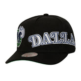 Dallas Mavericks Busted Logo Wordmark Wrap Around Pro Pinch Adjustable Hat Black