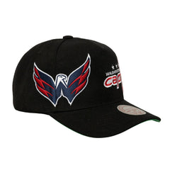 NHL Washington Capitals Mitchell & Ness Busted Logo Wordmark Wrap-Around Pro Pinch Adjustable Hat - Black