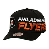 NHL Philadelphia Flyers Mitchell & Ness Busted Logo Wordmark Wrap-Around Pro Pinch Adjustable Hat - Black