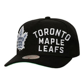 NHL Toronto Maple Leafs Mitchell & Ness Busted Logo Wordmark Wrap-Around Pro Pinch Adjustable Hat - Black