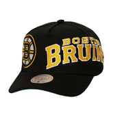 NHL Boston Bruins Mitchell & Ness Busted Logo Wordmark Wrap-Around Pro Pinch Adjustable Hat - Black