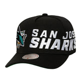 NHL San Jose Sharks Mitchell & Ness Busted Logo Wordmark Wrap-Around Pro Pinch Adjustable Hat - Black