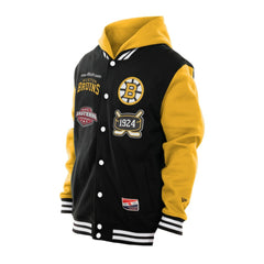 NHL Boston Bruins New Era Full-Snap Fleece Hoodie Jacket - Black/Gold